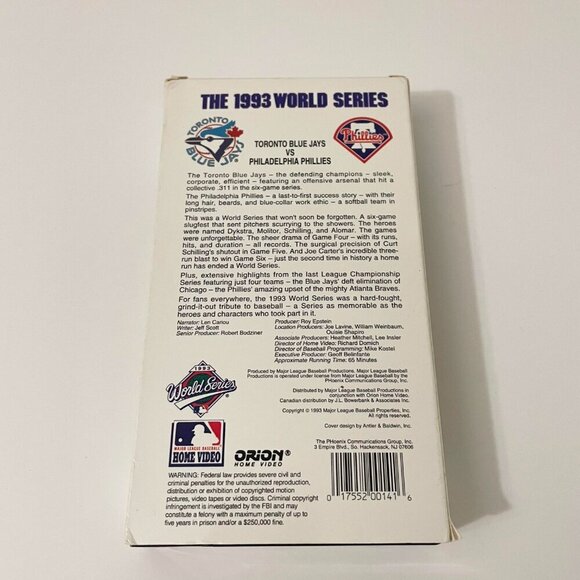 World Series 1993 Toronto Blue Jays Vs Philadelphia Phillies VHS Tape Baseball - Picture 5 of 16